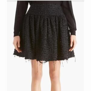 Simone Rocha‎ Black Textured Gathered Tweed Mini Skirt UK 6 - US 2